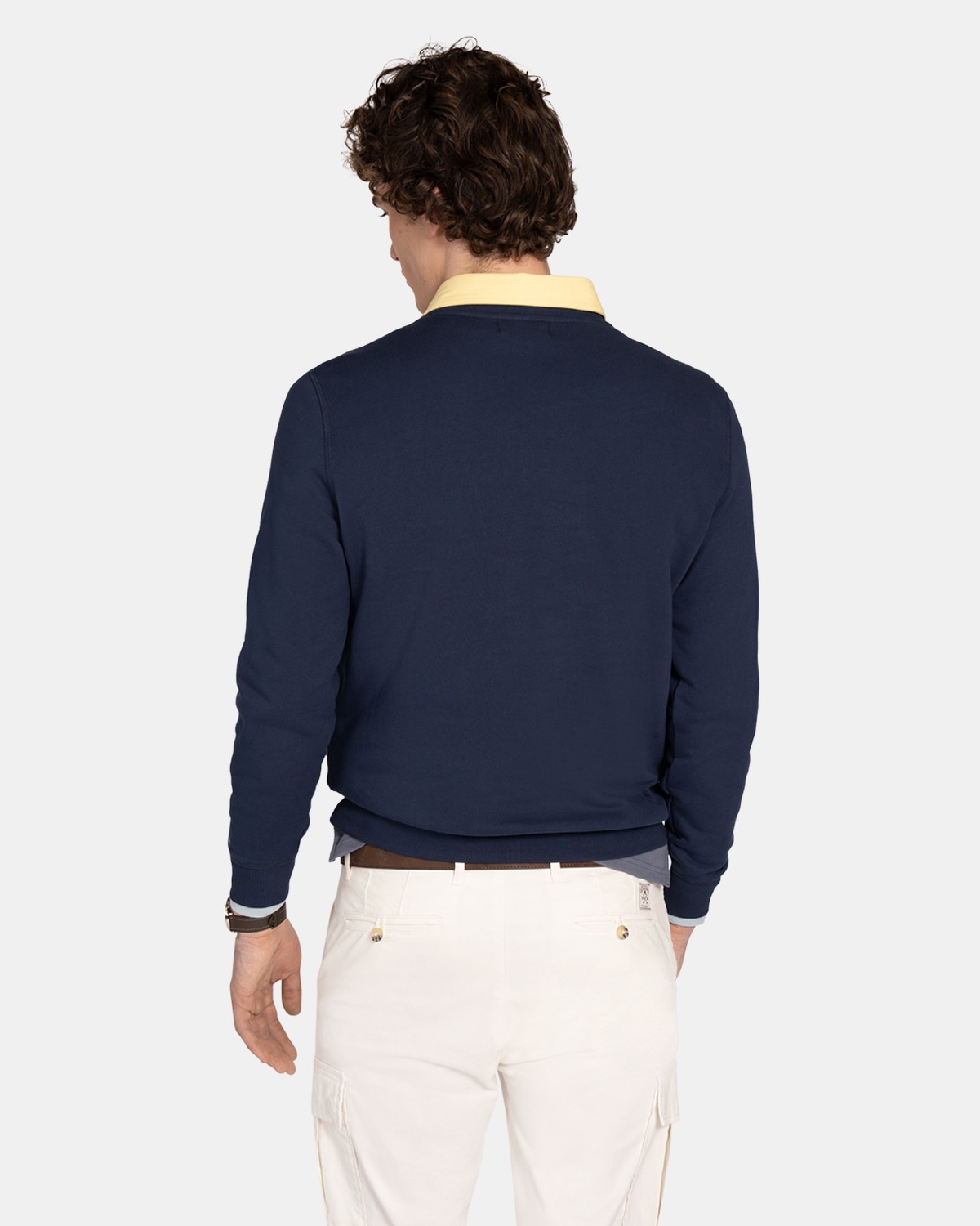 Sudadera sin capucha de hombre de algodón - Harper & Neyer - Azul marino Azul marino-2