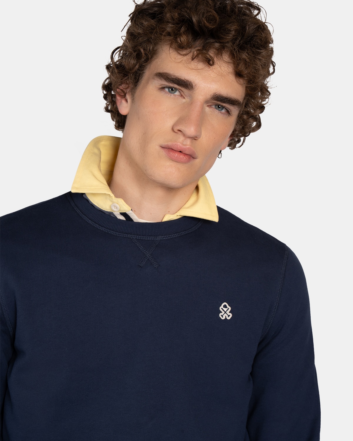 Sudadera sin capucha de hombre de algodón - Harper & Neyer - Azul marino Azul marino-3