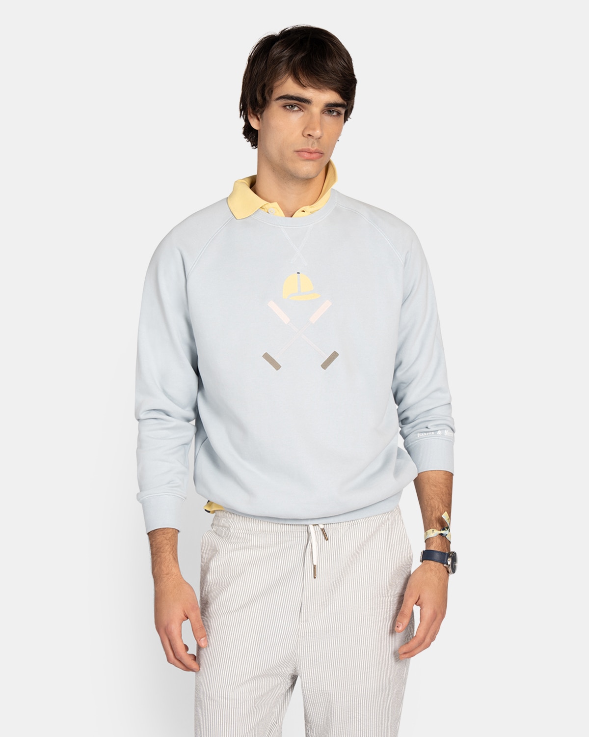 Sudadera sin capucha de hombre con dibujo frontal - Harper & Neyer - Azul claro Azul claro-1