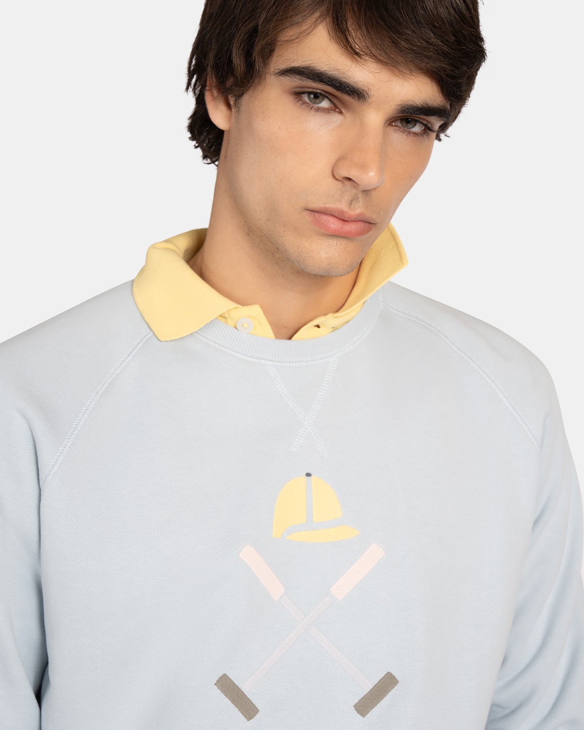 Sudadera sin capucha de hombre con dibujo frontal - Harper & Neyer - Azul claro Azul claro-3