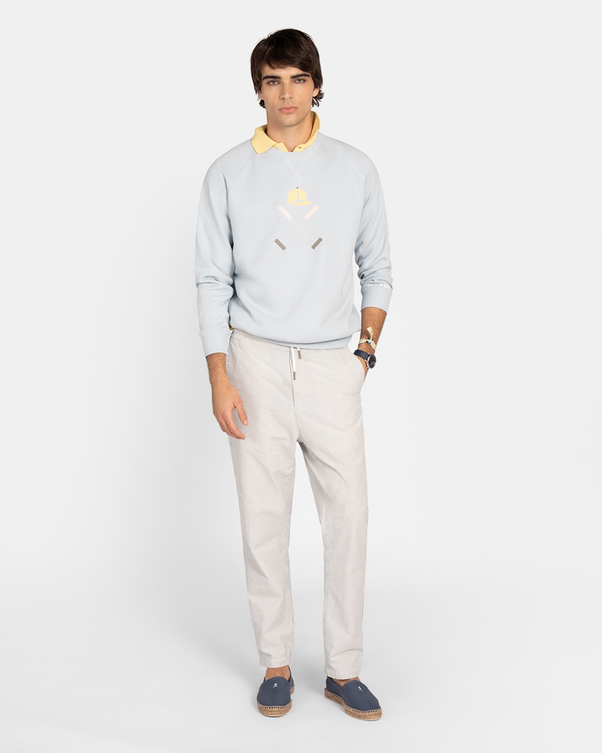 Sudadera sin capucha de hombre con dibujo frontal - Harper & Neyer - Azul claro Azul claro-4