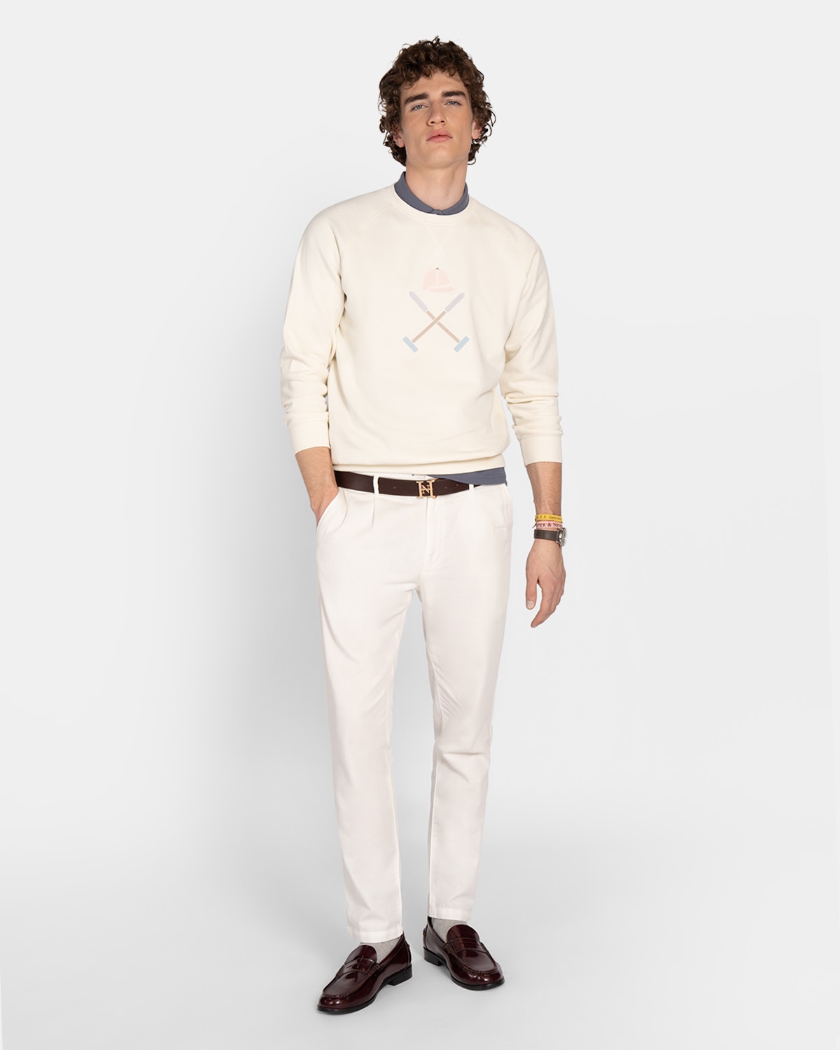 Sudadera sin capucha de hombre con dibujo frontal - Harper & Neyer - Blanco roto Blanco roto-4