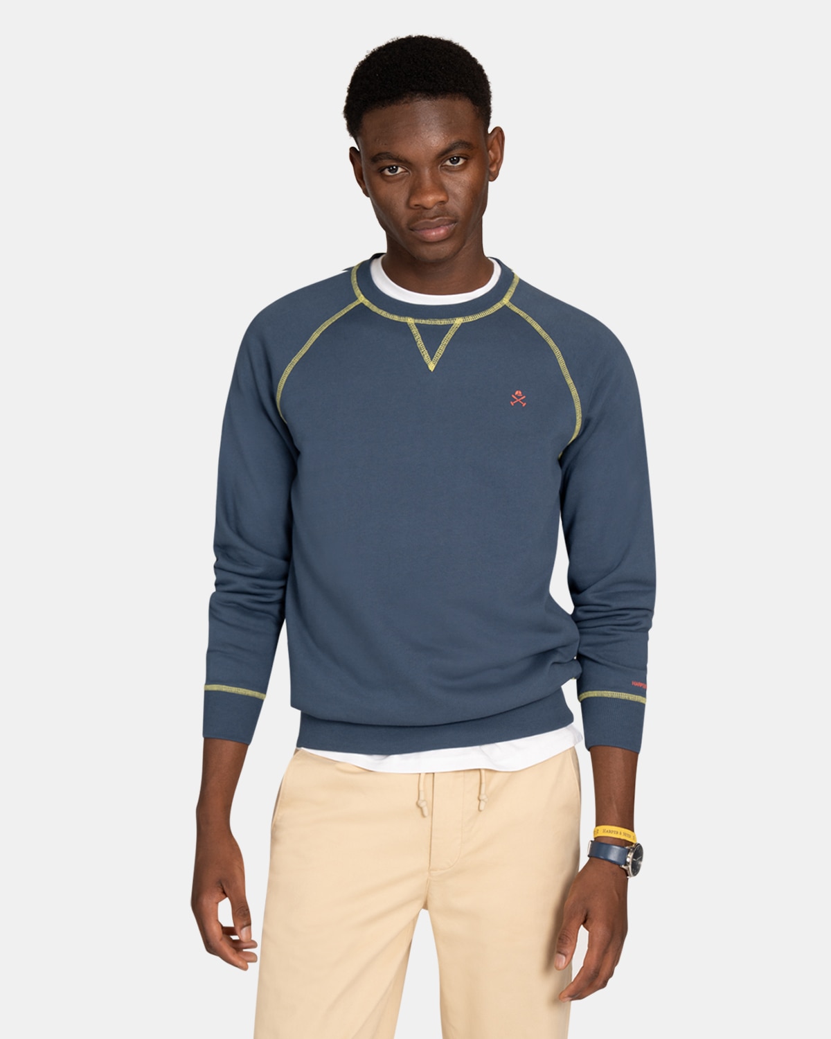 Imagen 0 de Sudadera sin capucha de hombre lisa Azul