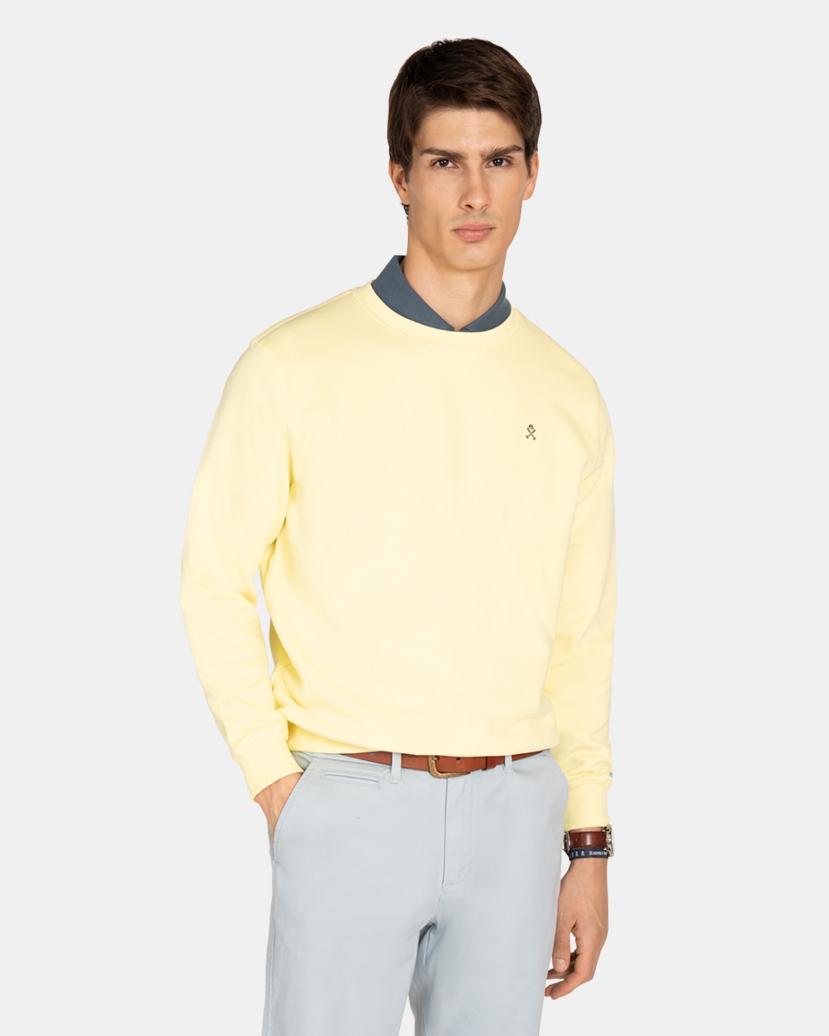 Imagen 0 de Sudadera sin capucha de hombre con estampado grande Amarillo