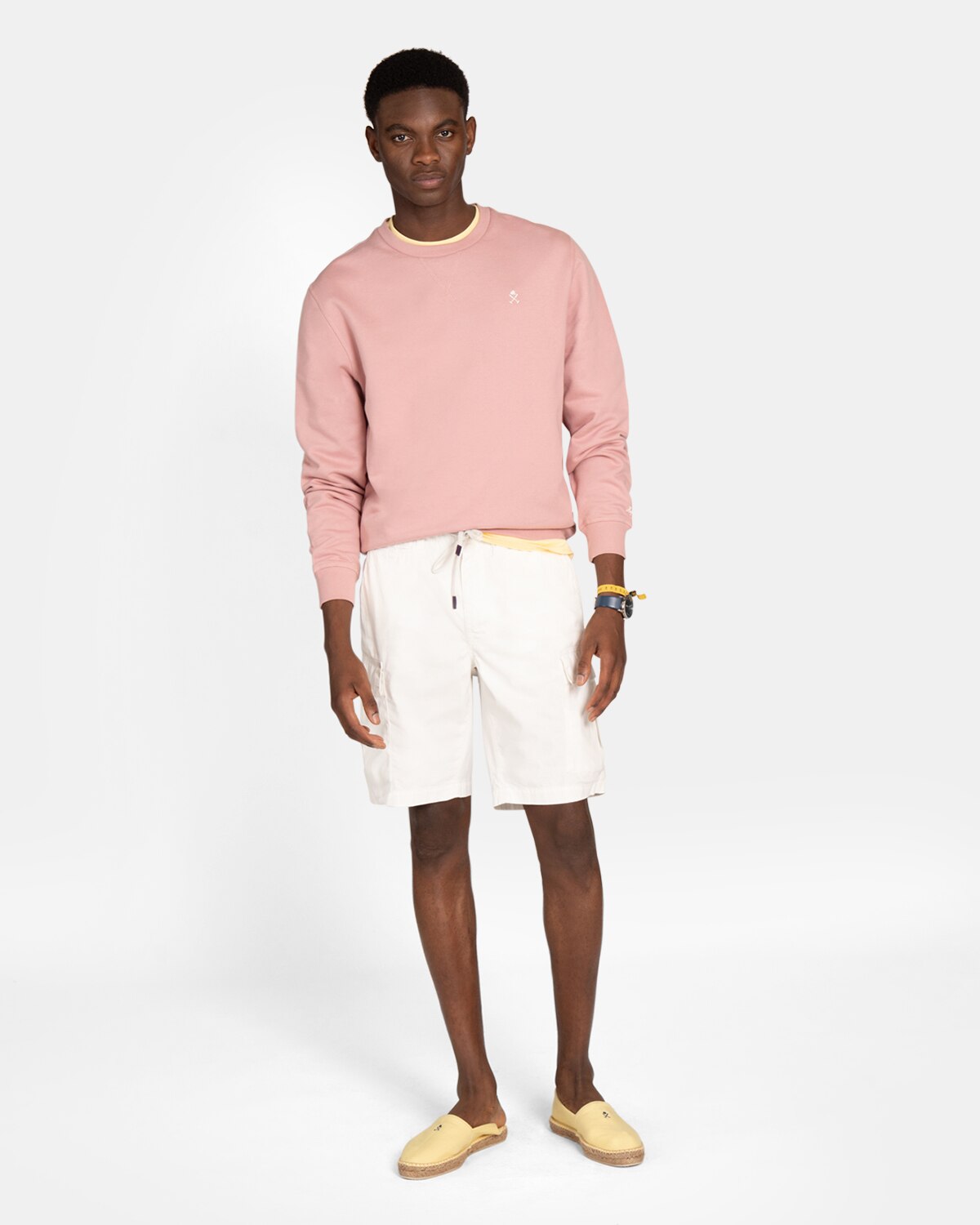 Sudadera sin capucha de hombre con dibujo frontal - Harper & Neyer - Rosa Rosa-4