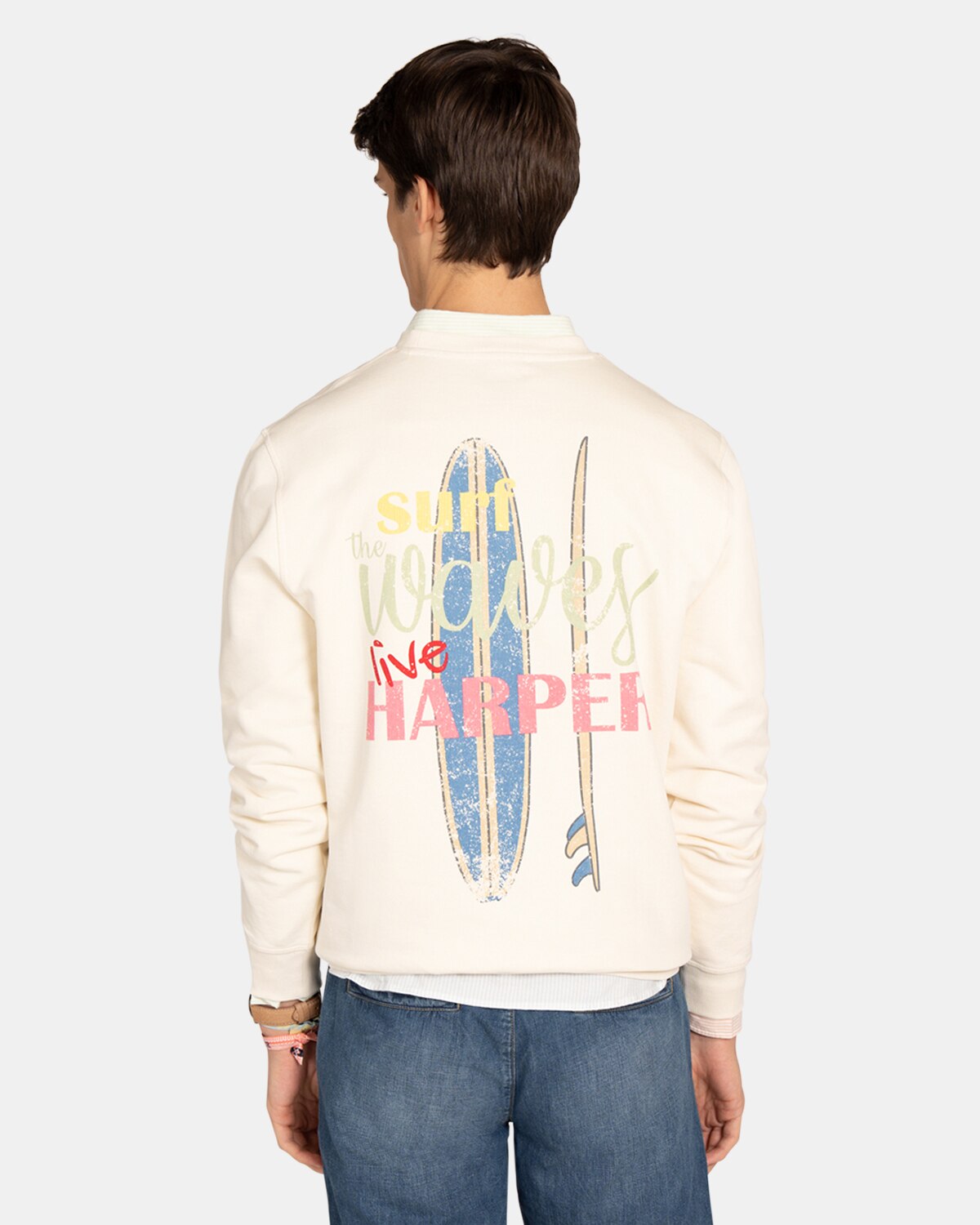 Sudadera sin capucha de hombre con dibujo frontal - Harper & Neyer - Crudo Crudo-2