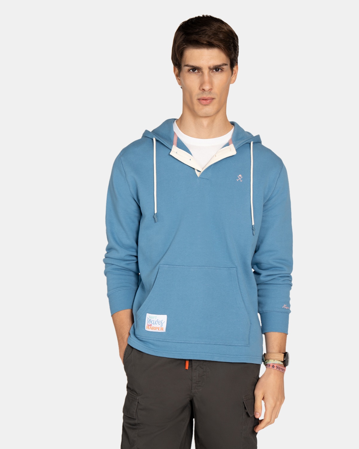 Imagen 0 de Sudadera sin capucha de hombre con estampado grande Azul