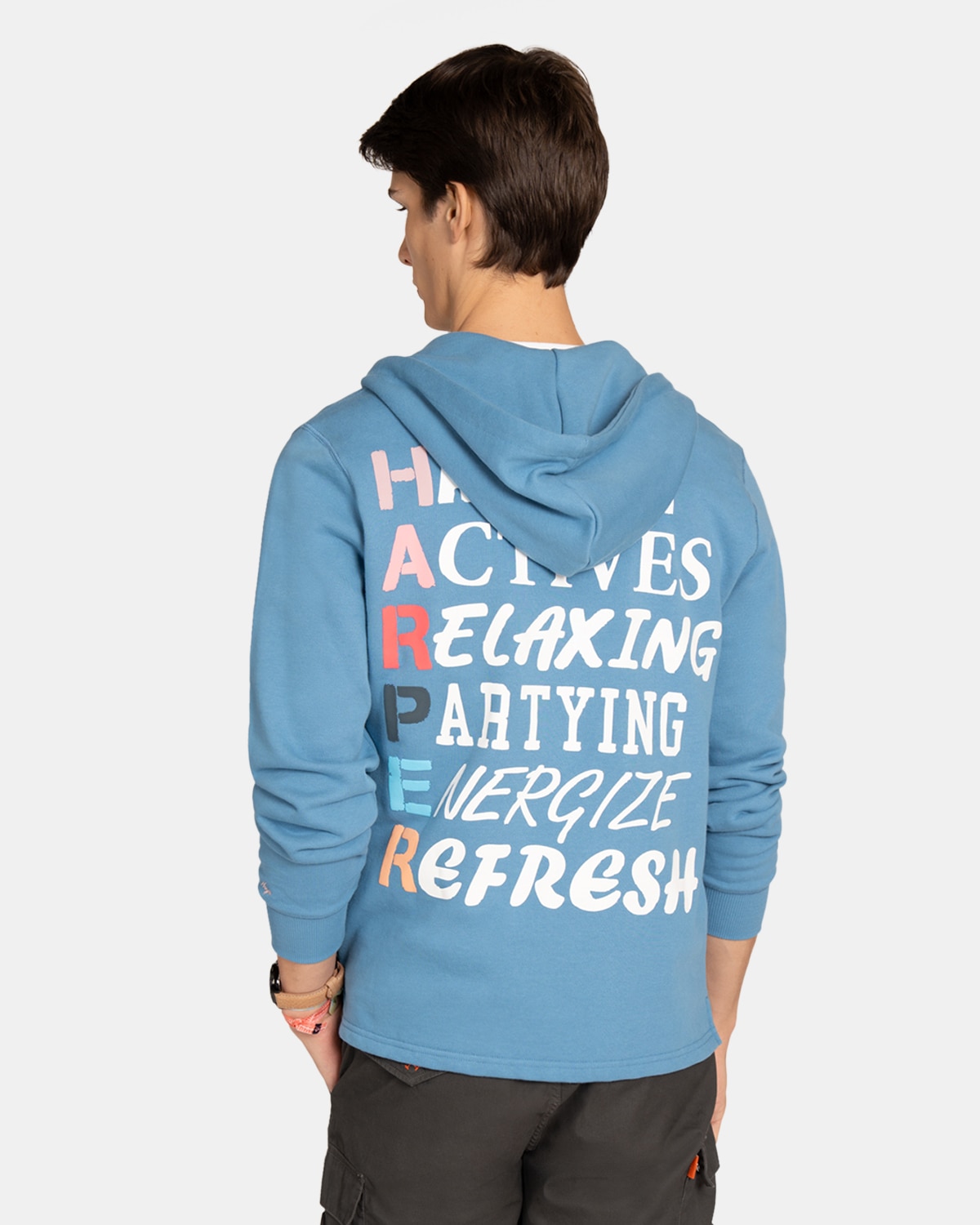 Sudadera sin capucha de hombre con estampado grande - Harper & Neyer - Azul Azul-2
