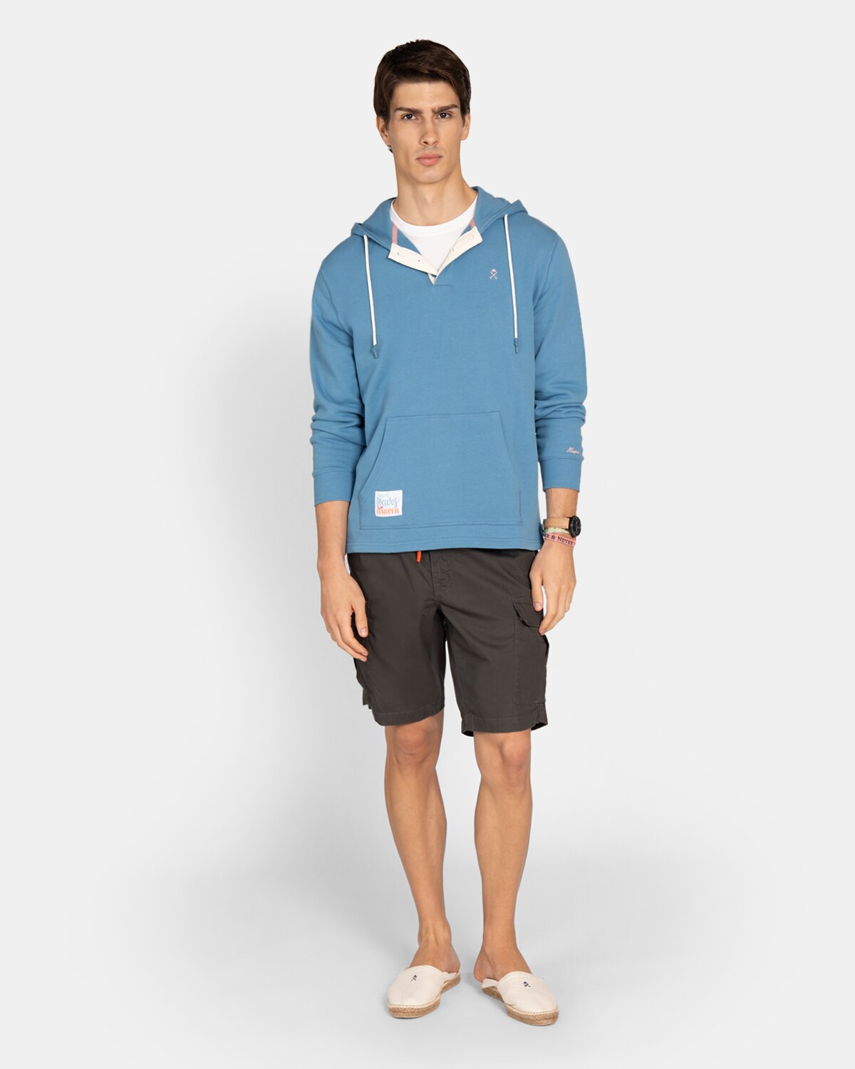 Sudadera sin capucha de hombre con estampado grande - Harper & Neyer - Azul Azul-4