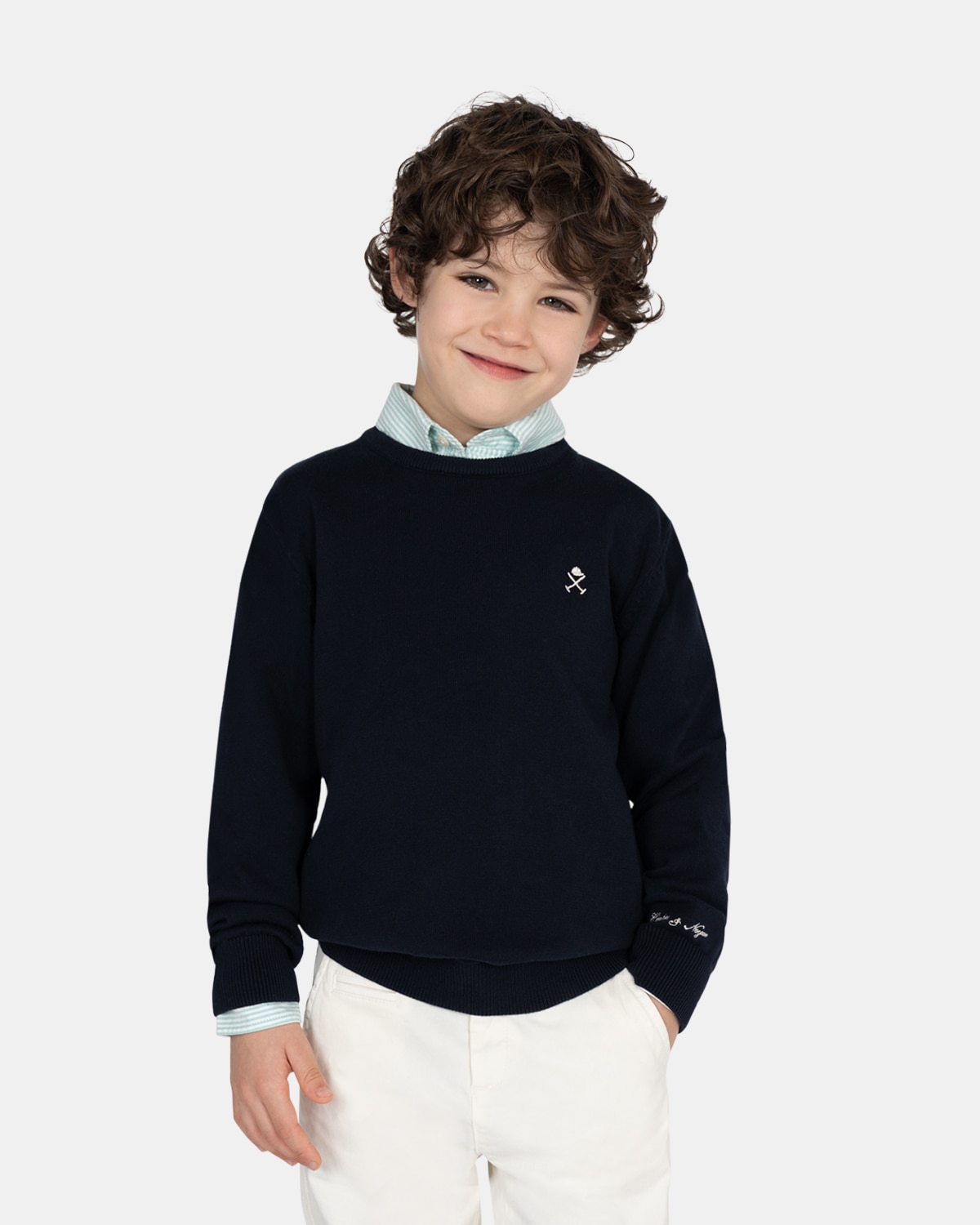 Jersey de niño con cuello redondo liso - Harper & Neyer - Azul marino Azul marino-1