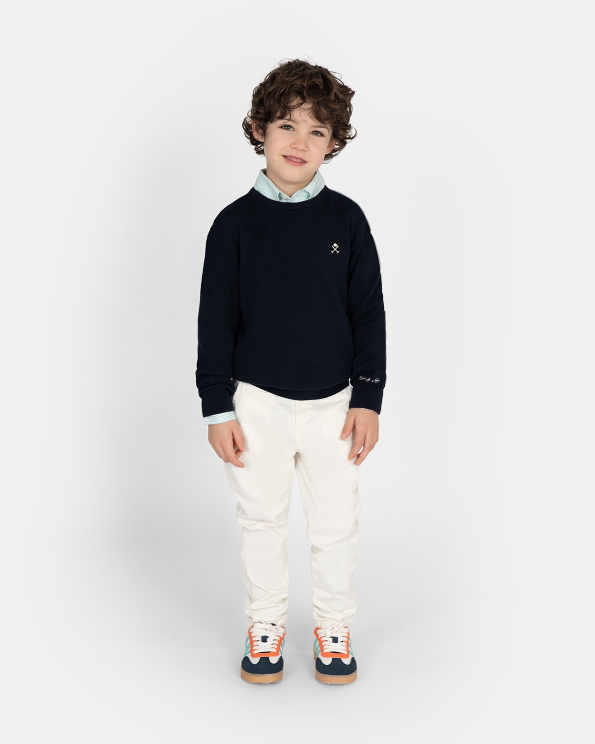 Jersey de niño con cuello redondo liso - Harper & Neyer - Azul marino Azul marino-3