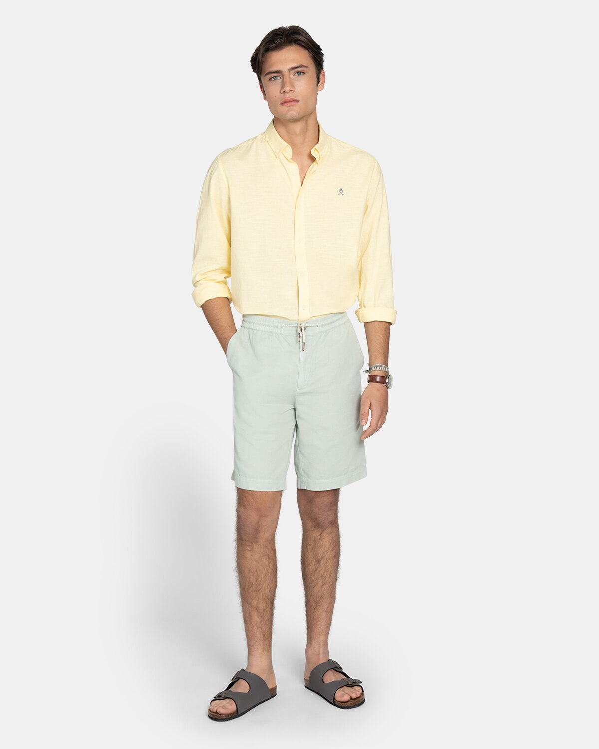 Bermudas de hombre regular liso - Harper & Neyer - Verde Verde-3