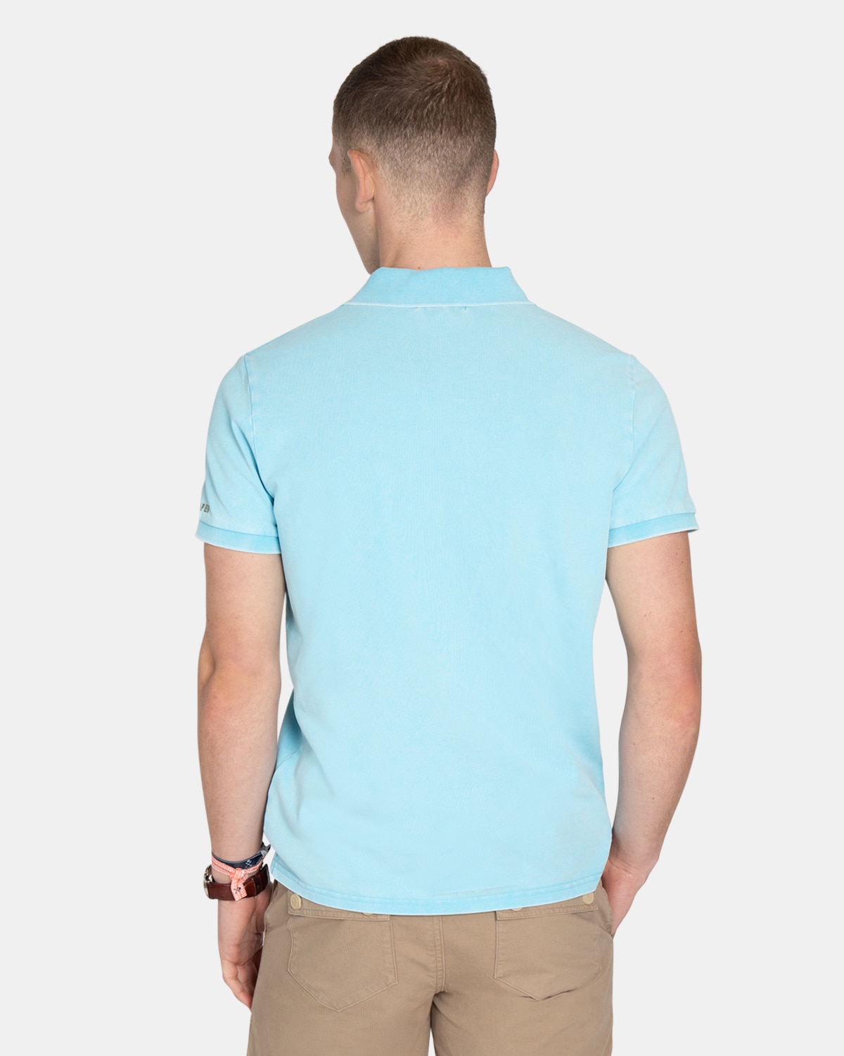 Polo de manga corta de hombre de algodón liso - Harper & Neyer - Azul claro Azul claro-2