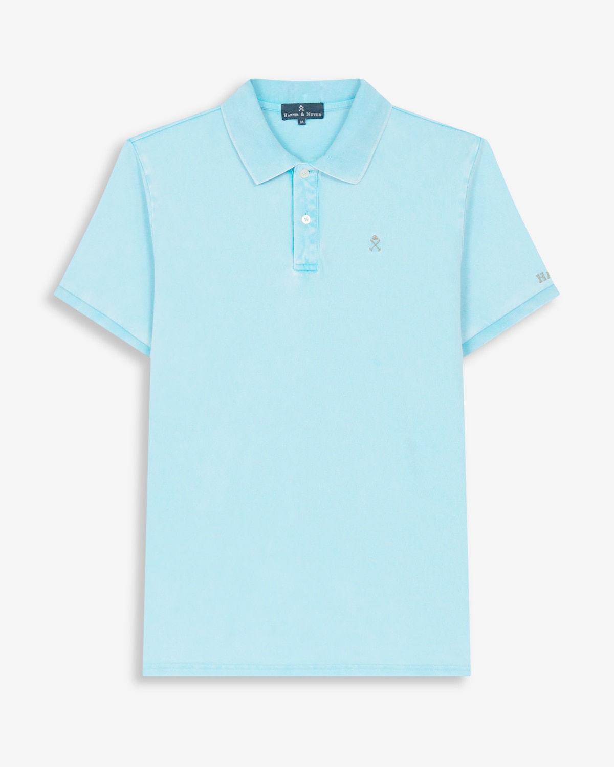 Polo de manga corta de hombre de algodón liso - Harper & Neyer - Azul claro Azul claro-6