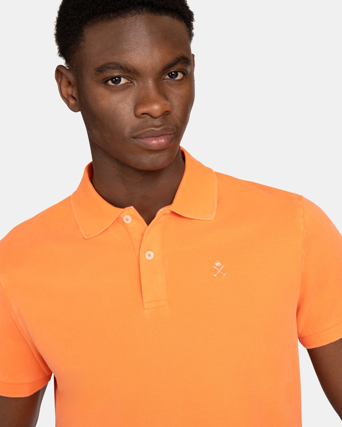 Polo de manga corta de hombre de algodón liso - Harper & Neyer - Naranja Naranja-3