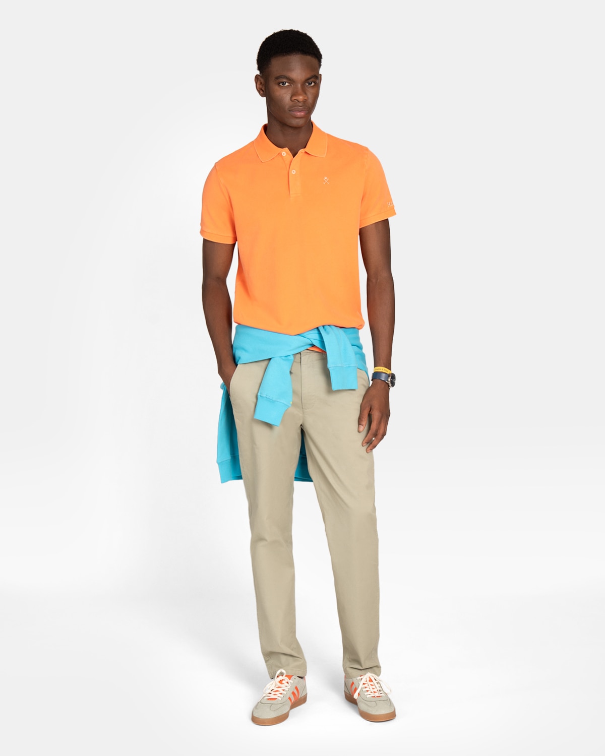 Polo de manga corta de hombre de algodón liso - Harper & Neyer - Naranja Naranja-4