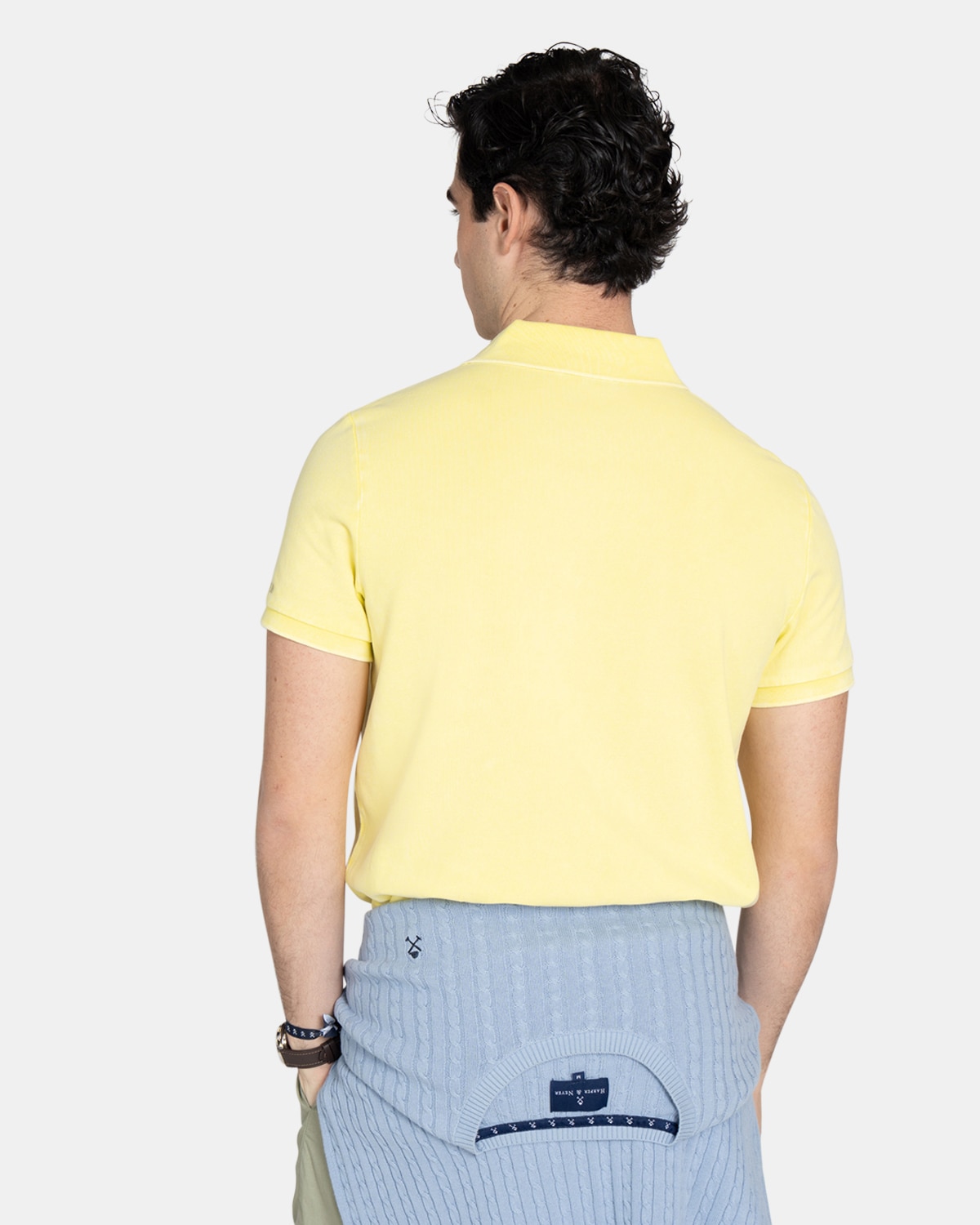 Polo de manga corta de hombre de algodón liso - Harper & Neyer - Amarillo Amarillo-2