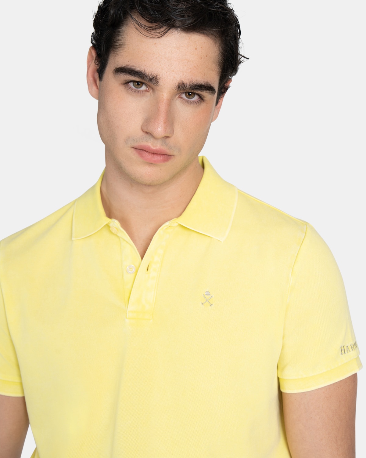 Polo de manga corta de hombre de algodón liso - Harper & Neyer - Amarillo Amarillo-3