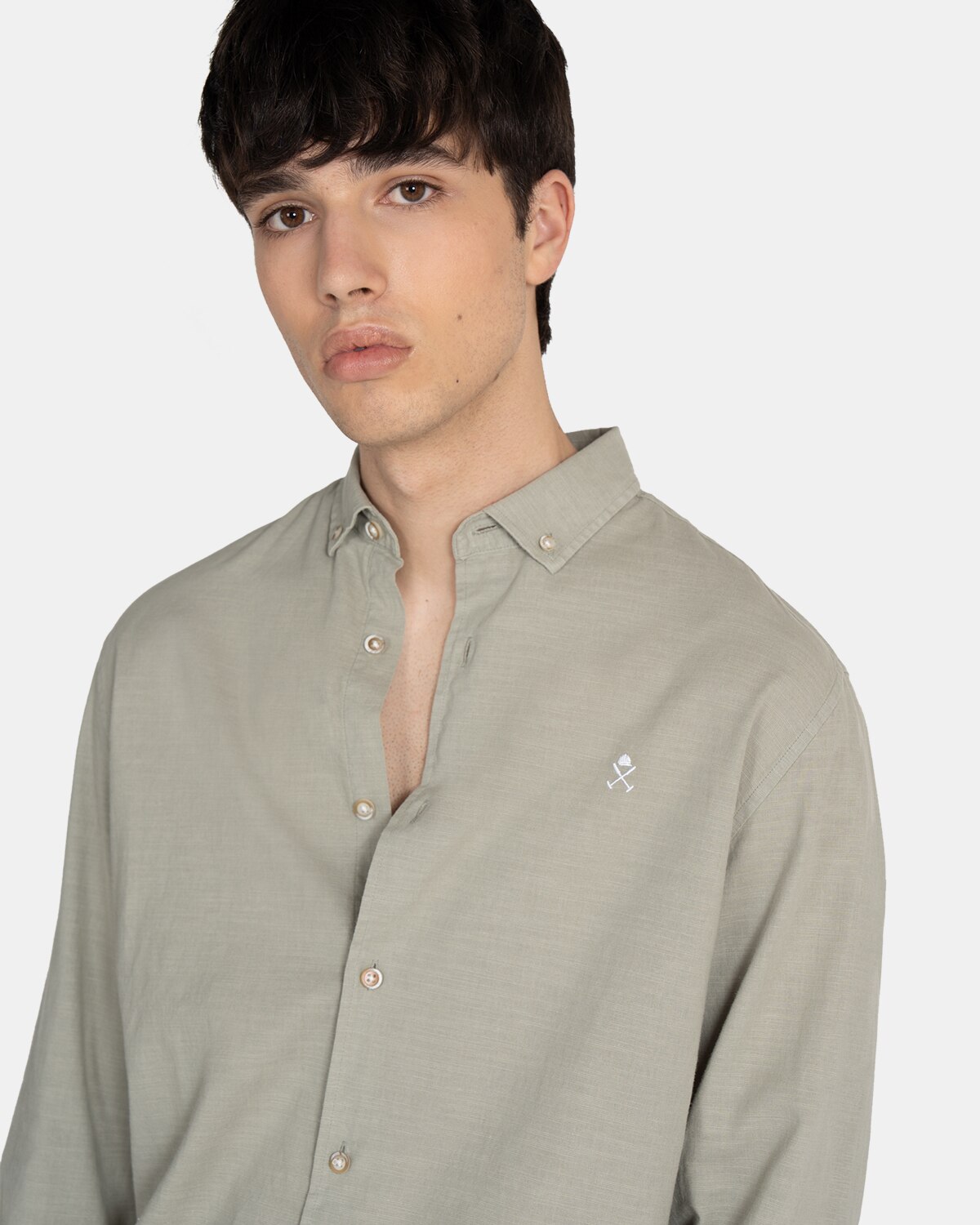 Camisa de hombre lisa de algodón - Harper & Neyer - Blanco roto Blanco roto-3