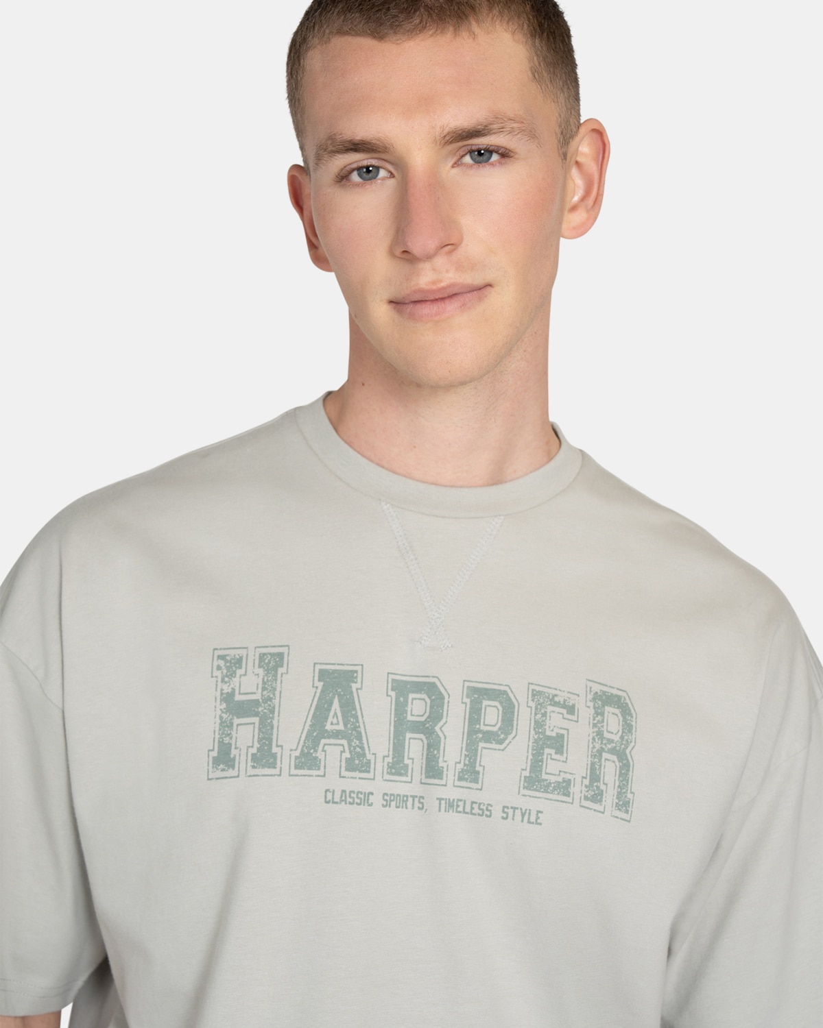 Camiseta de manga corta de hombre con dibujo frontal - Harper & Neyer - Gris claro Gris claro-3