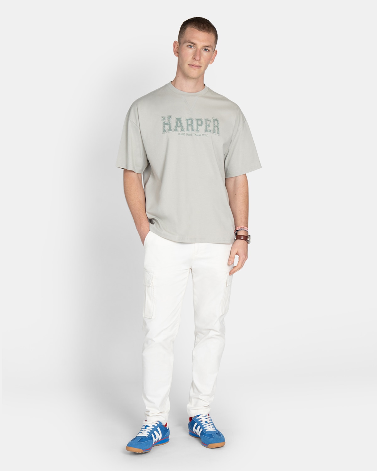 Camiseta de manga corta de hombre con dibujo frontal - Harper & Neyer - Gris claro Gris claro-4