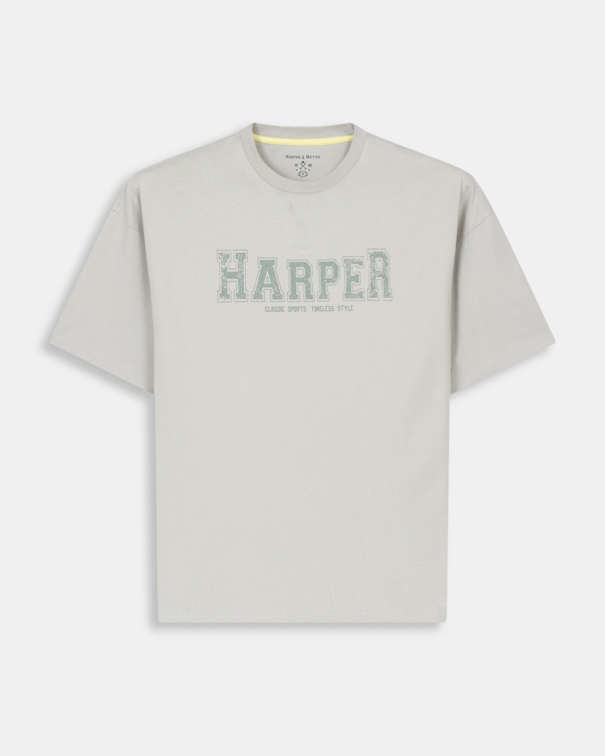 Camiseta de manga corta de hombre con dibujo frontal - Harper & Neyer - Gris claro Gris claro-6