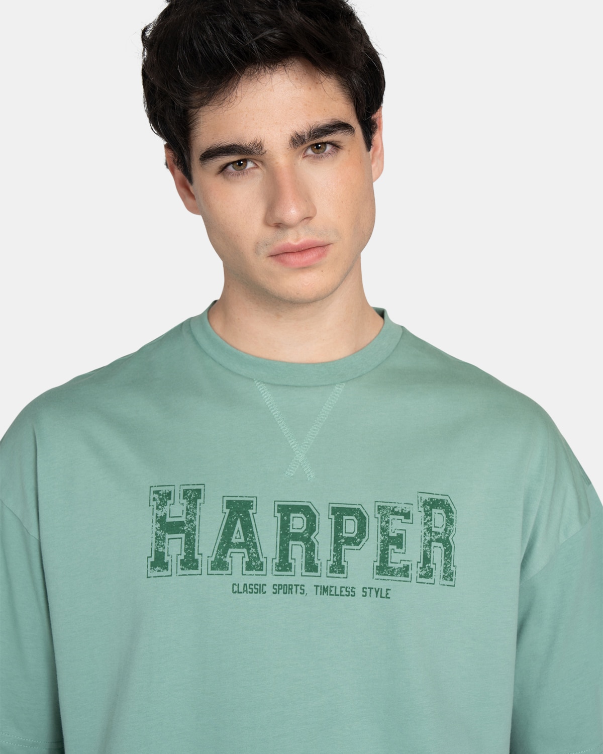 Camiseta de manga corta de hombre con dibujo frontal - Harper & Neyer - Verde claro Verde claro-3