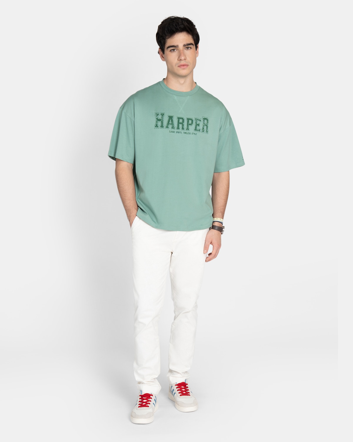 Camiseta de manga corta de hombre con dibujo frontal - Harper & Neyer - Verde claro Verde claro-4