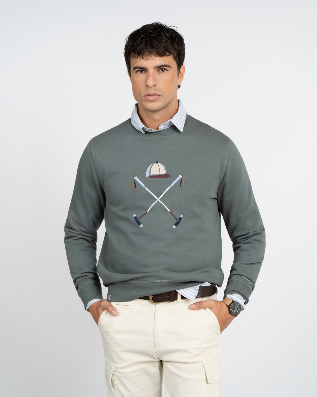 Imagen 0 de Sudadera crew-neck heritage Verde militar