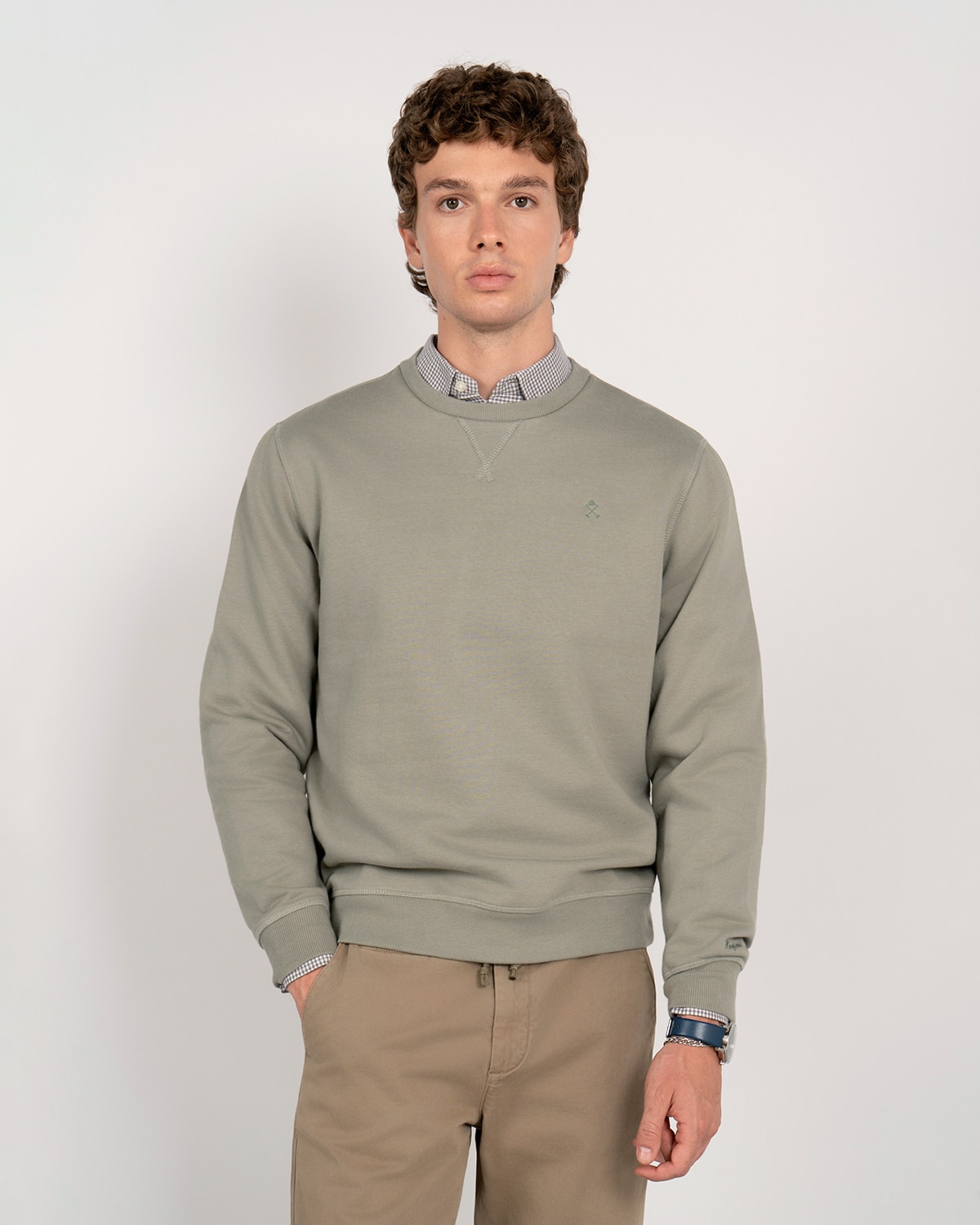 Imagen 0 de Sudadera crew-neck monogram Verde militar