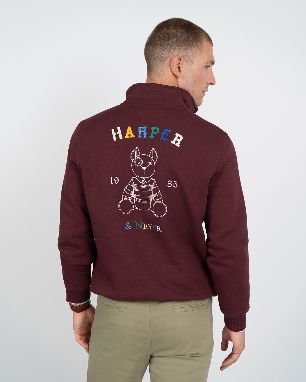 Sudadera half-zipper arthur - Harper & Neyer - Burdeos Burdeos-2