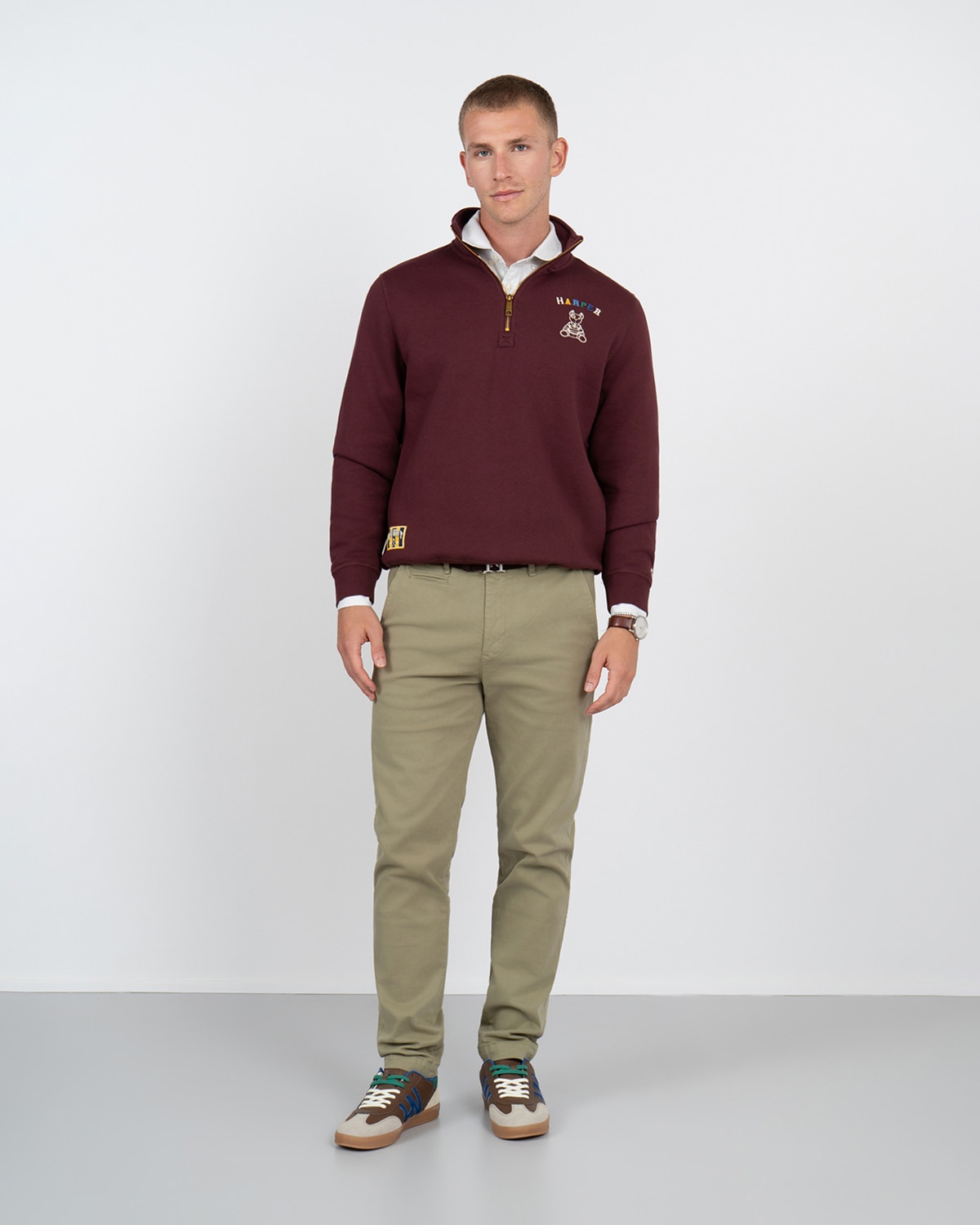 Sudadera half-zipper arthur - Harper & Neyer - Burdeos Burdeos-3