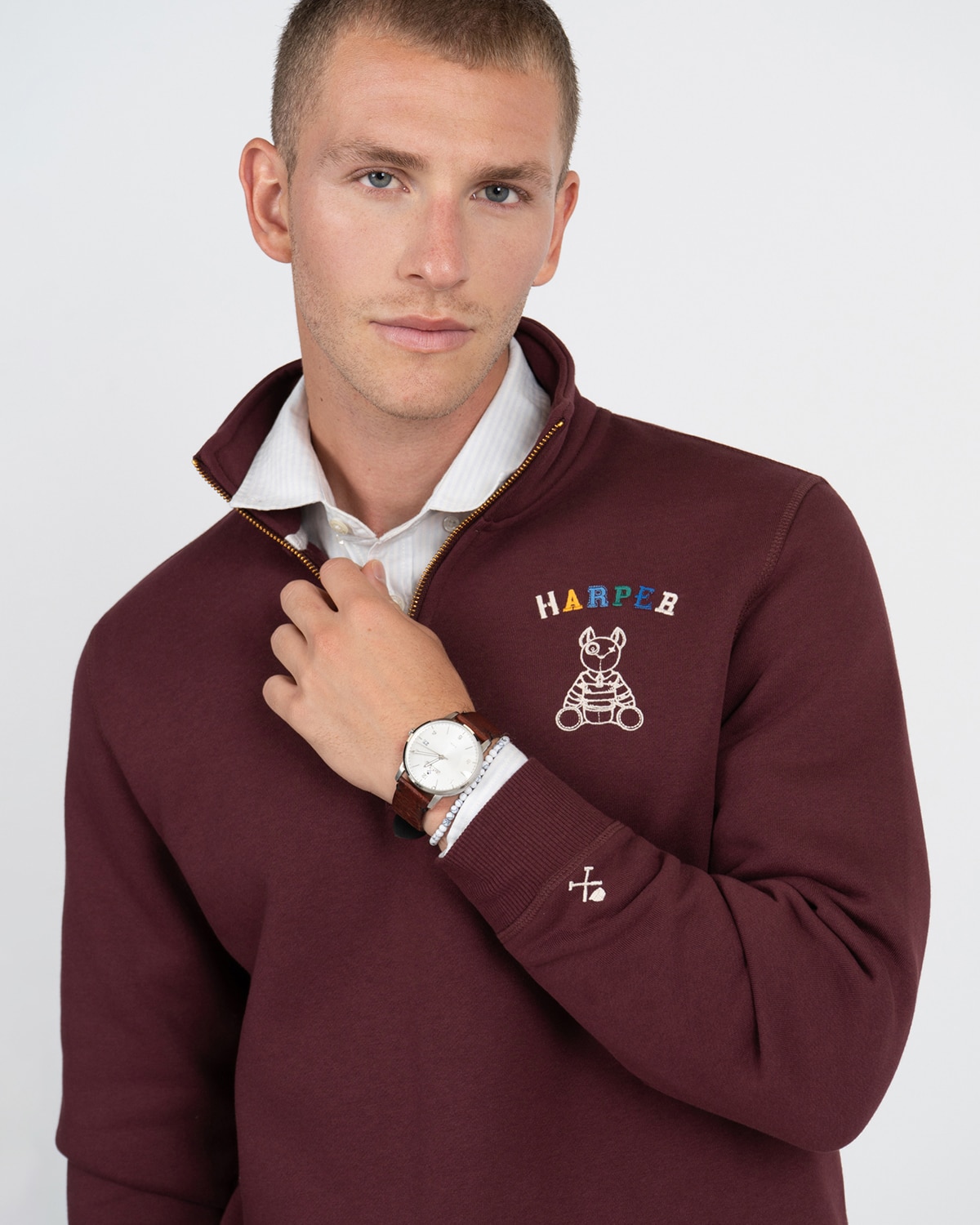 Sudadera half-zipper arthur - Harper & Neyer - Burdeos Burdeos-4