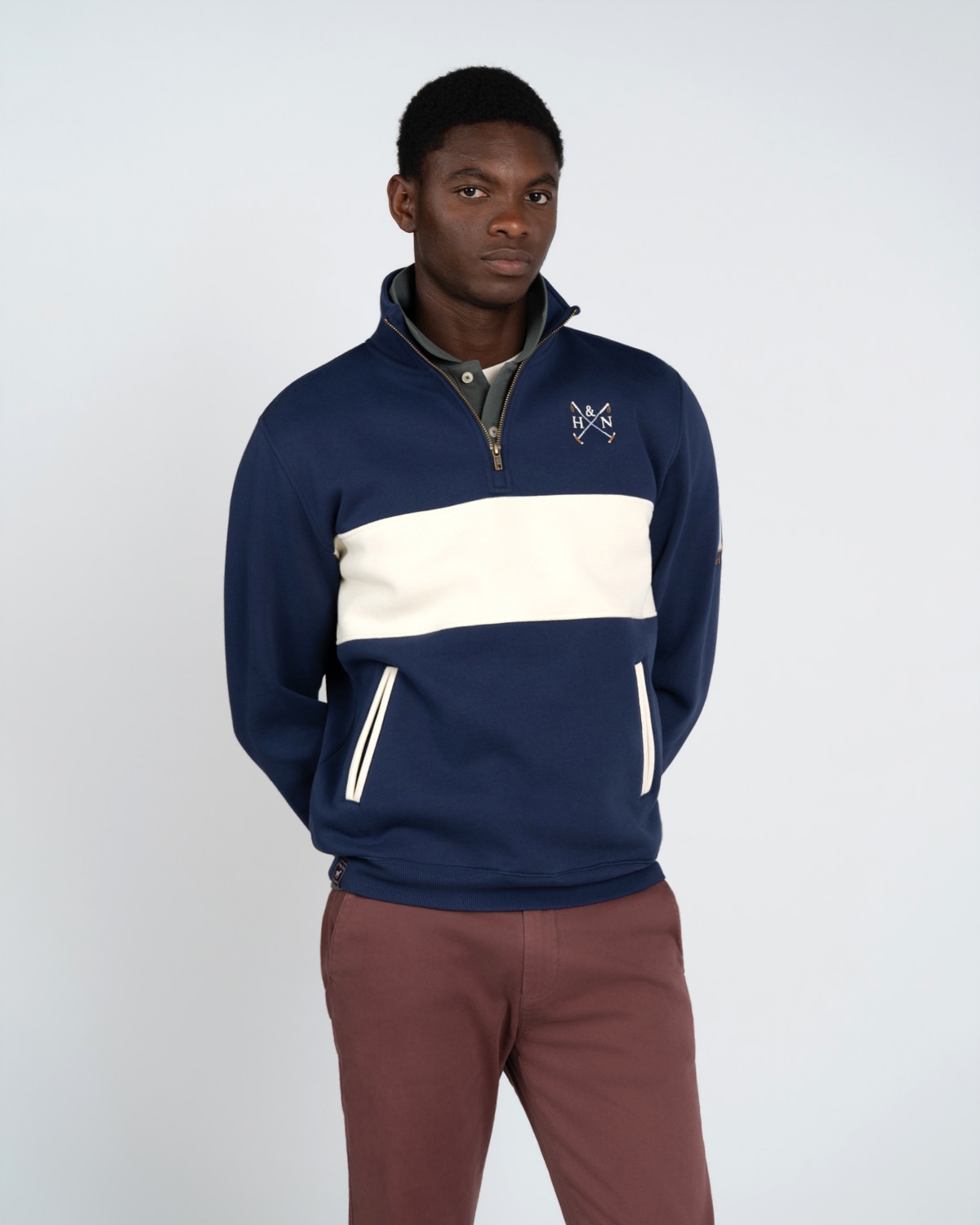 Sudadera half zipper chukker - Harper & Neyer - Azul oscuro Azul oscuro-1