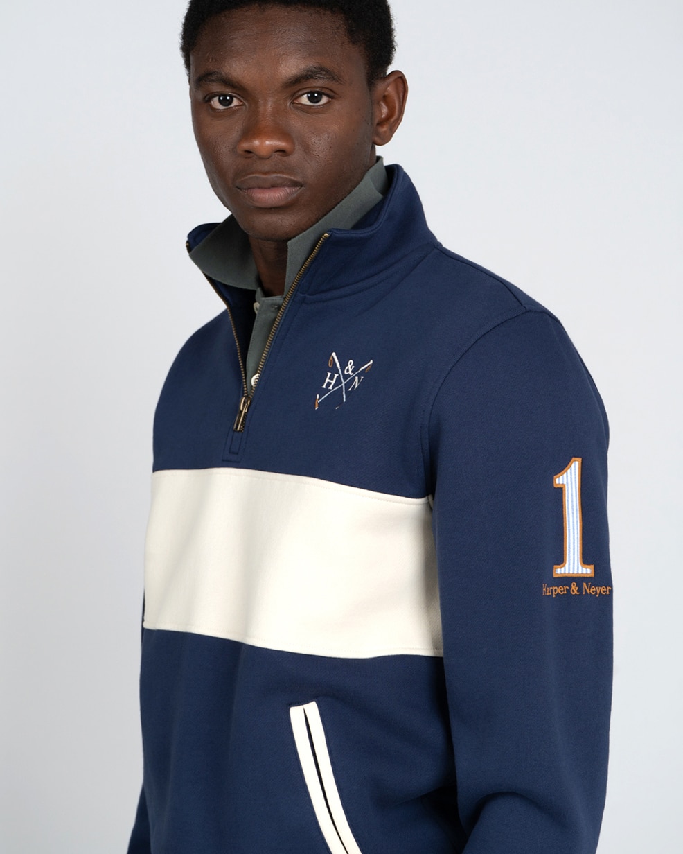 Sudadera half zipper chukker - Harper & Neyer - Azul oscuro Azul oscuro-2