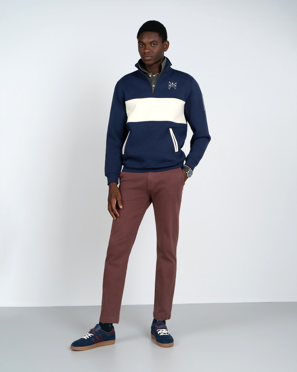 Sudadera half zipper chukker - Harper & Neyer - Azul oscuro Azul oscuro-4