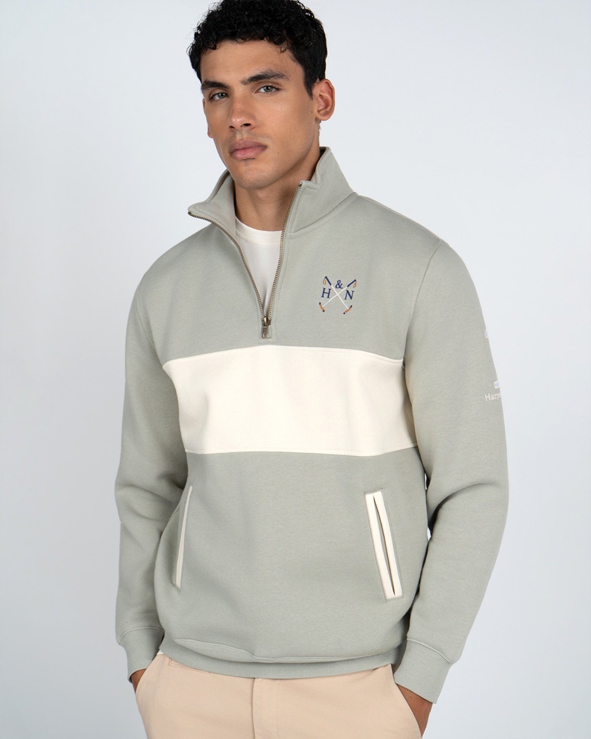 Sudadera half zipper chukker - Harper & Neyer - Verde militar Verde militar-1