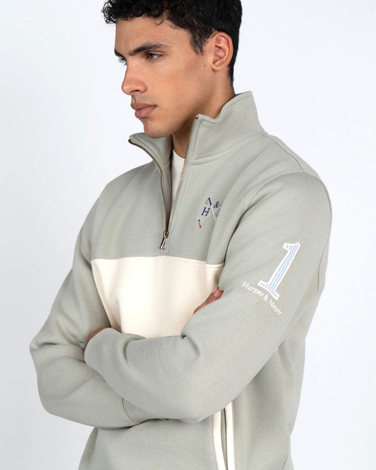 Sudadera half zipper chukker - Harper & Neyer - Verde militar Verde militar-2