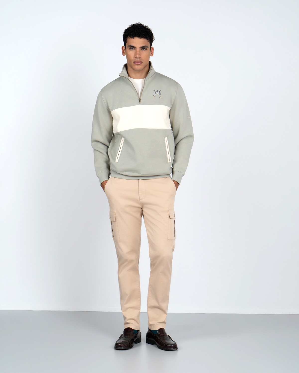 Sudadera half zipper chukker - Harper & Neyer - Verde militar Verde militar-4