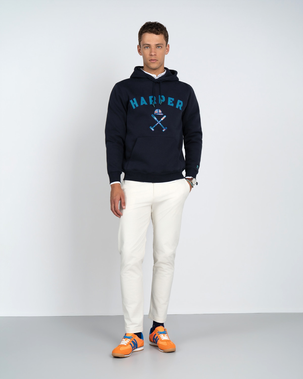 Sudadera hoodie retro - Harper & Neyer - Azul oscuro Azul oscuro-4