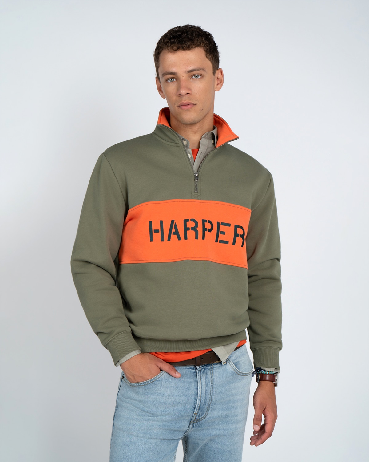 Imagen 0 de Sudadera half zipper dayton Verde militar