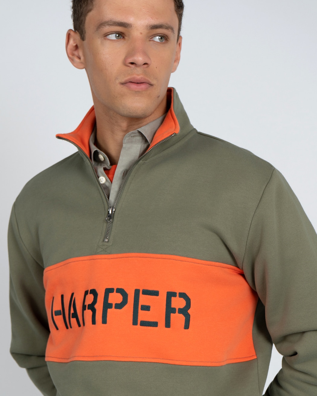 Sudadera half zipper dayton - Harper & Neyer - Verde militar Verde militar-2