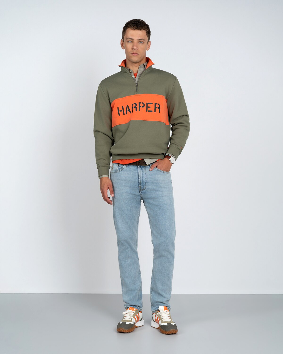 Sudadera half zipper dayton - Harper & Neyer - Verde militar Verde militar-4