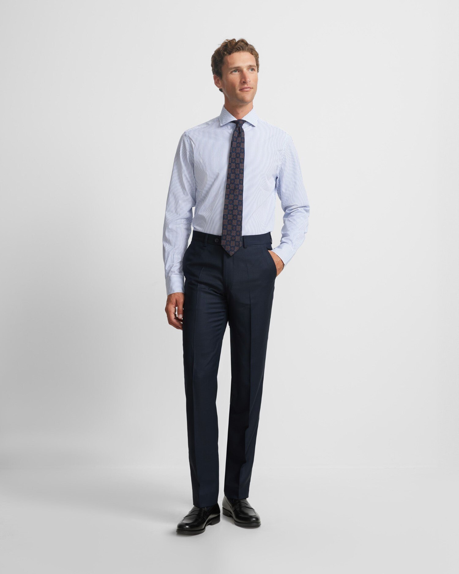 Pantalón de traje de hombre suit ojo de perdiz navy - Silbon - Azul marino Azul marino-1