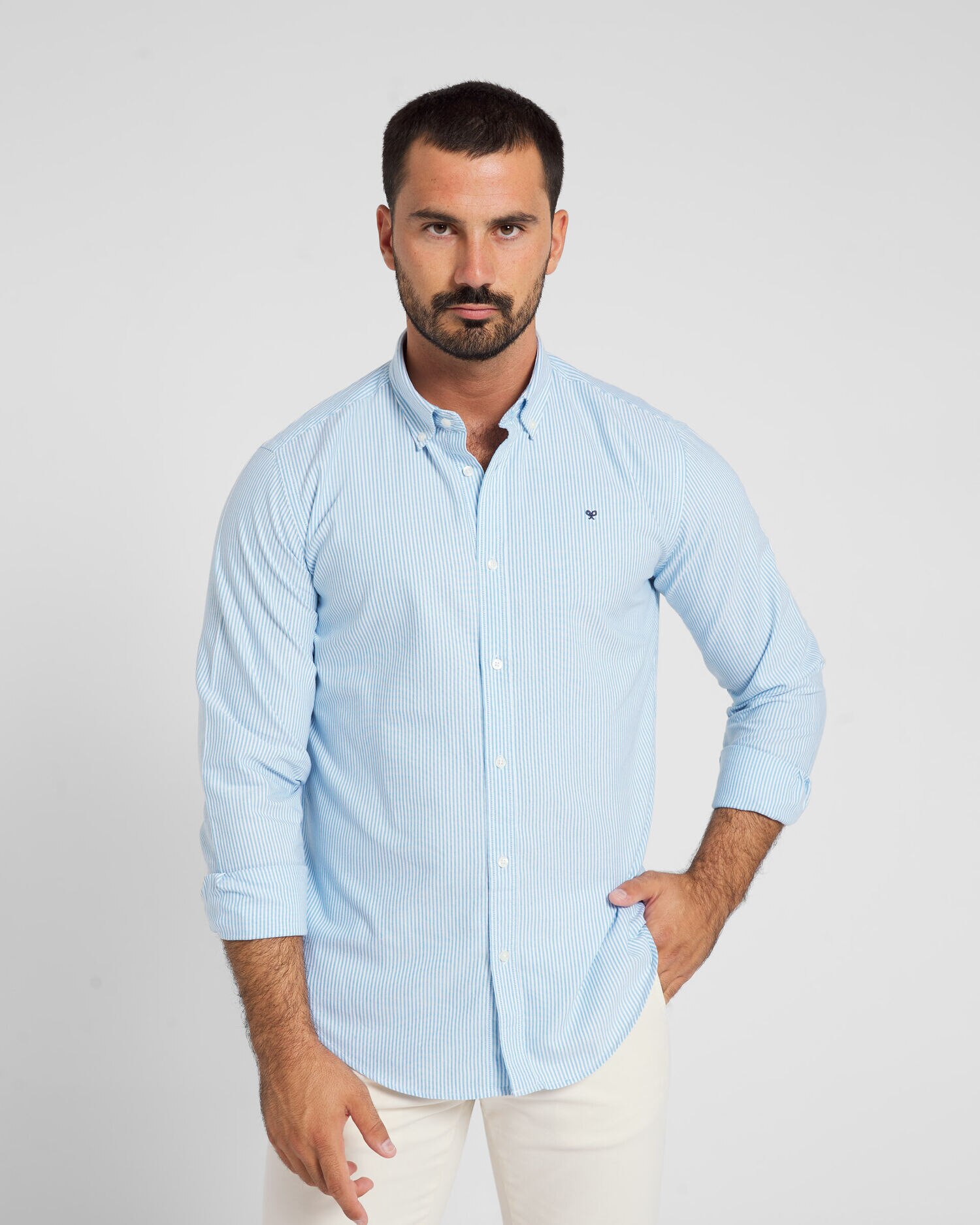 SILBON Sovracamicia Uomo In Cotone BCI - Regular Fit Con Toppe Ricamate - Modello Con Colletto E Tasche