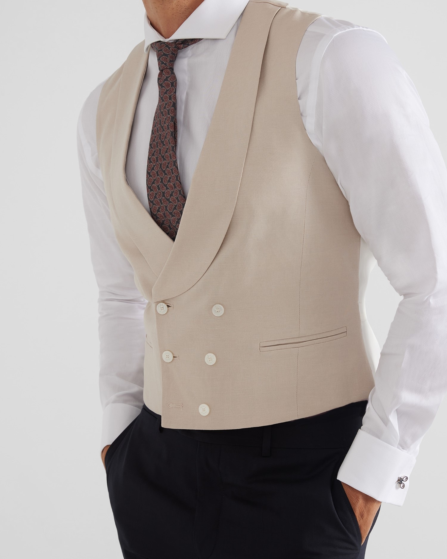 Chaleco de traje ceremonia de hombre classic beige con cuello redondo Silbon El Corte Ingles