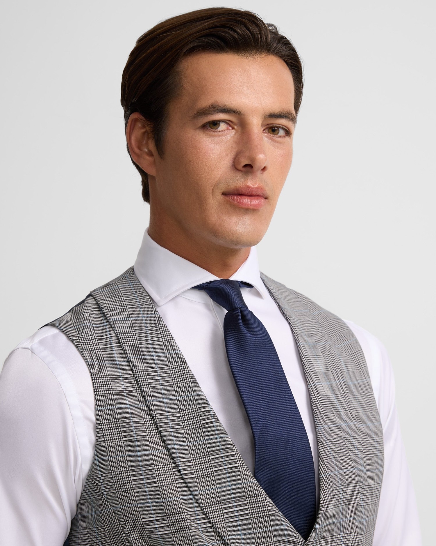 Chaleco de hombre chaqué silbon príncipe de gales - Gris Gris-3