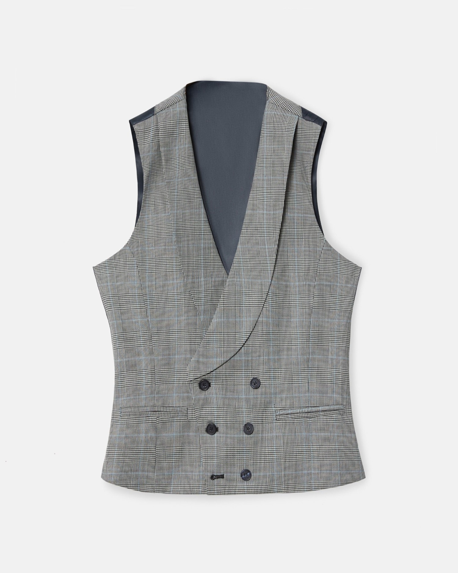 Chaleco de hombre chaqué silbon príncipe de gales - Gris Gris-5