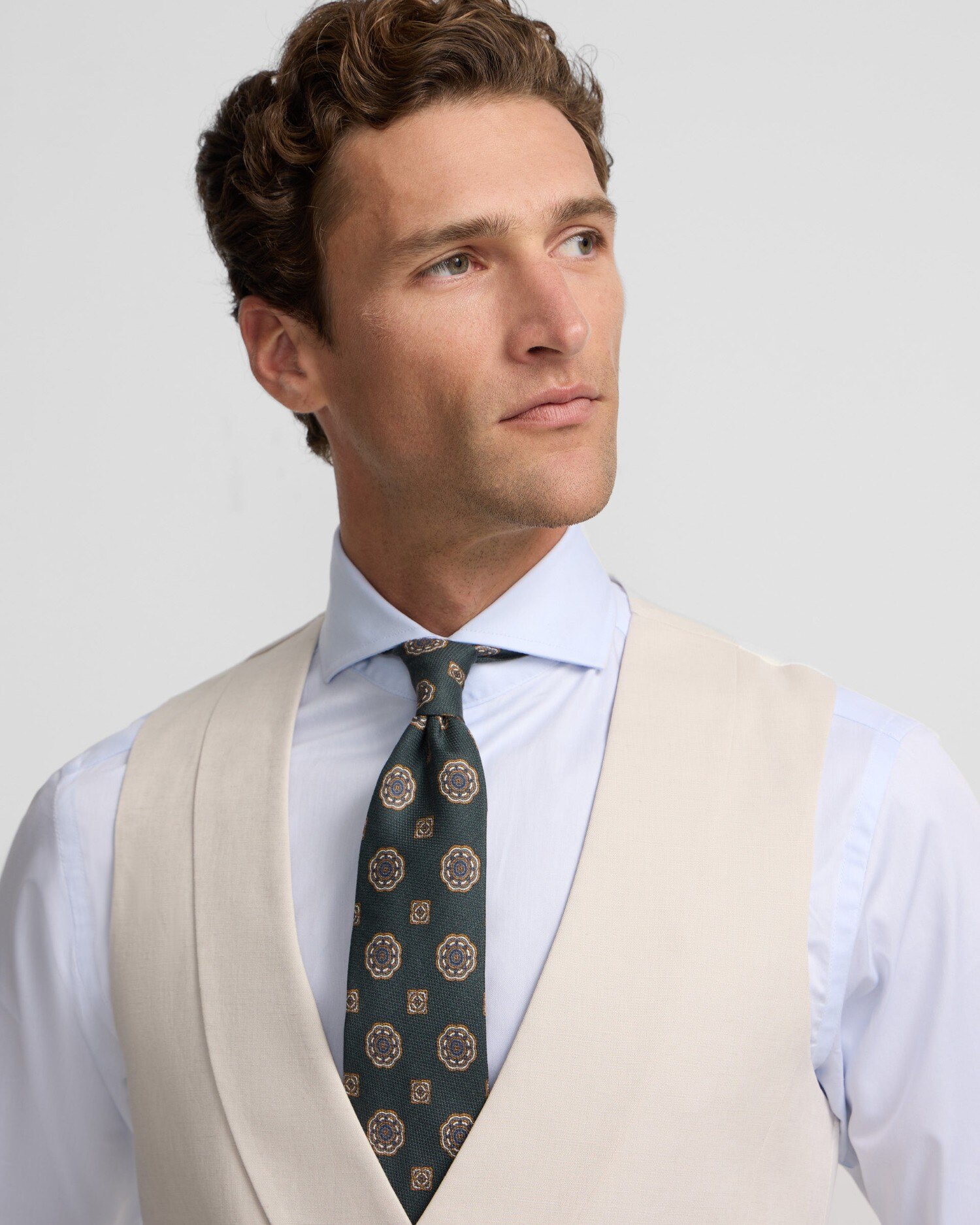 Chaleco de hombre chaqué cuello redondo - Silbon - Gris Gris-3