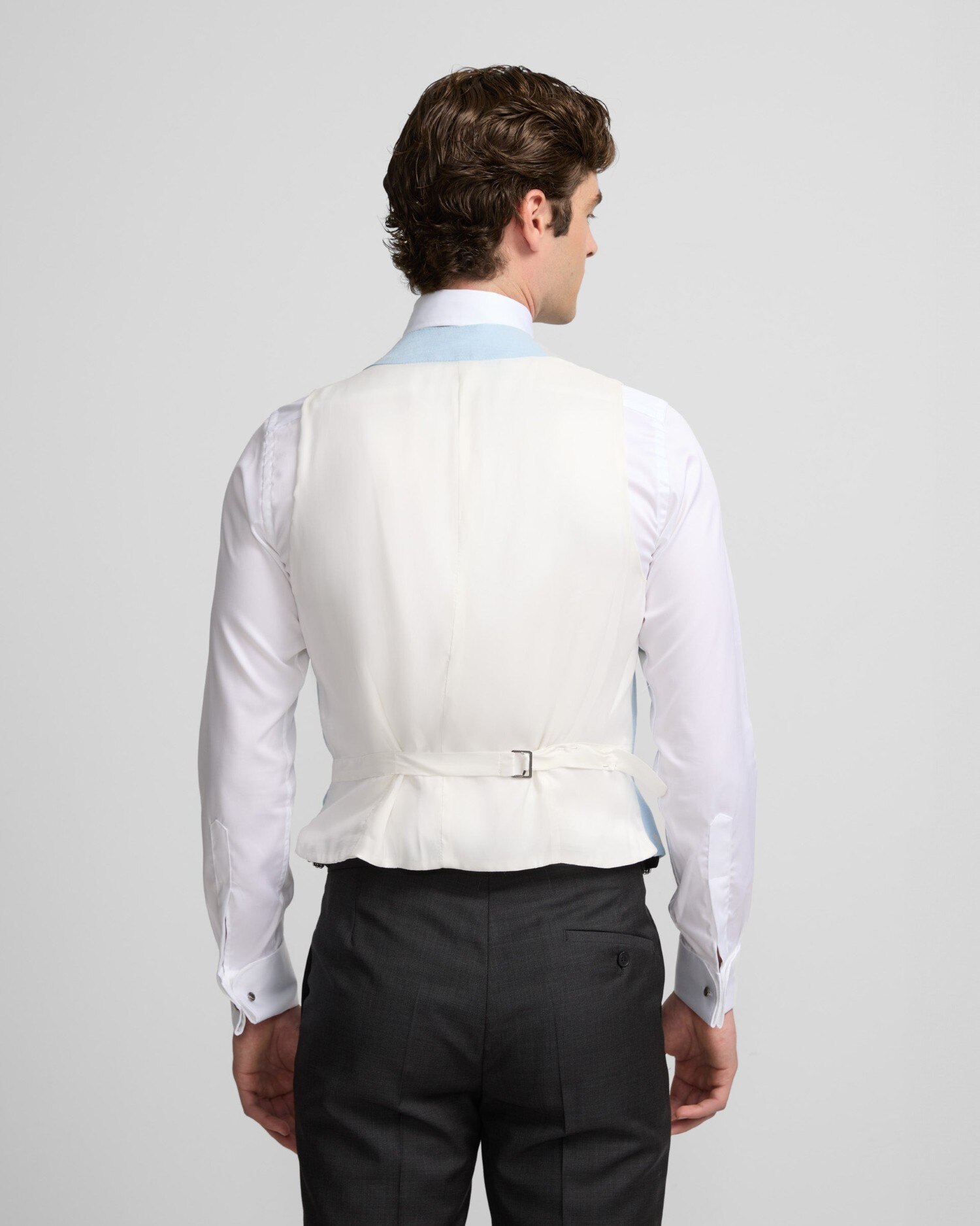 Chaleco de hombre chaqué cuello redondo - Silbon - Azul celeste Azul celeste-2